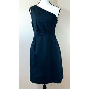 NWOT J.Crew One Shoulder Dark Blue Silk Blend Lined Cocktail Dress With Pockets